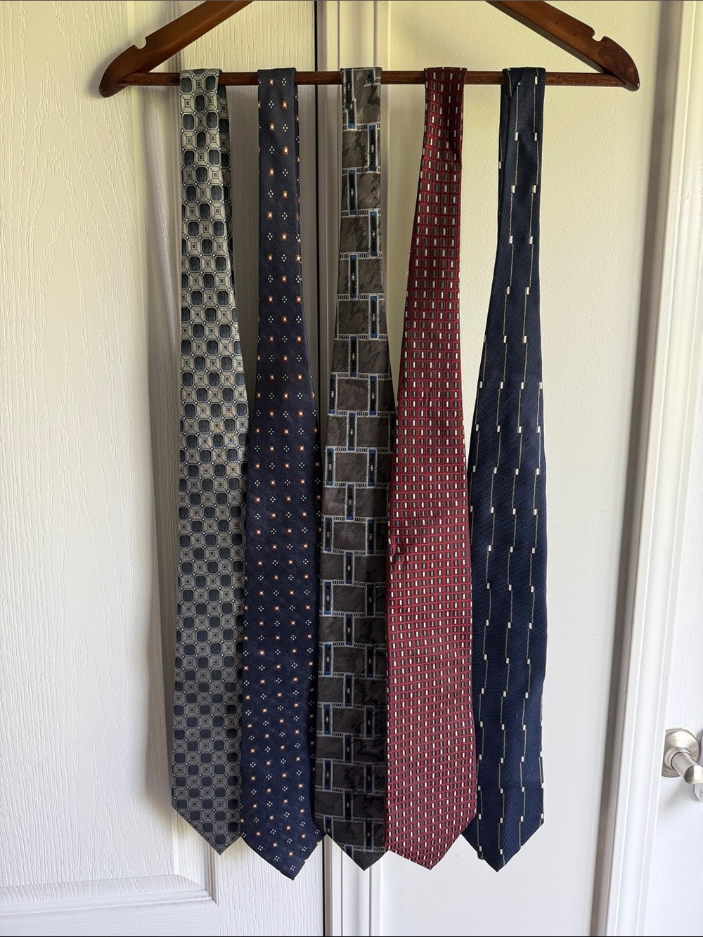 Stafford Pack of Five Men's Classic Patterned Ties - Navy, Gray, Red